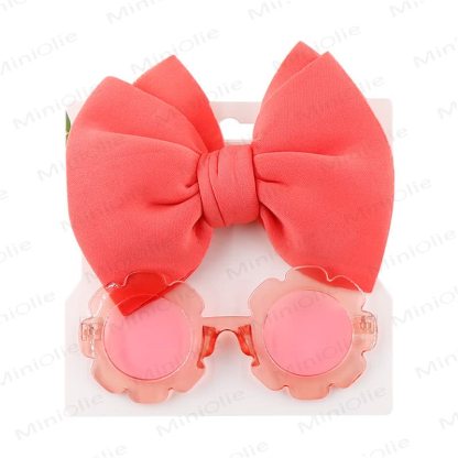 Baby Sunglasses and Bowknot Headband Set - Rose Pink - image 10