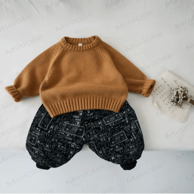 Kid Solid Color Crew Neck Knitted Sweater - image 15
