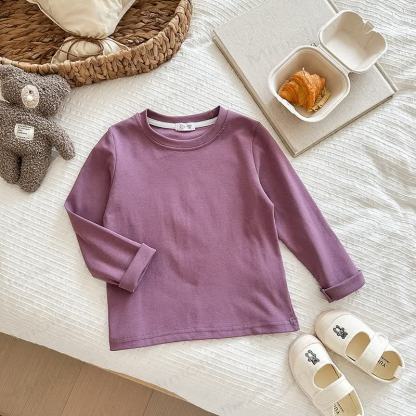 Kid Solid Color Base Layer Soft T-Shirt - Purple - 12Y - image 20