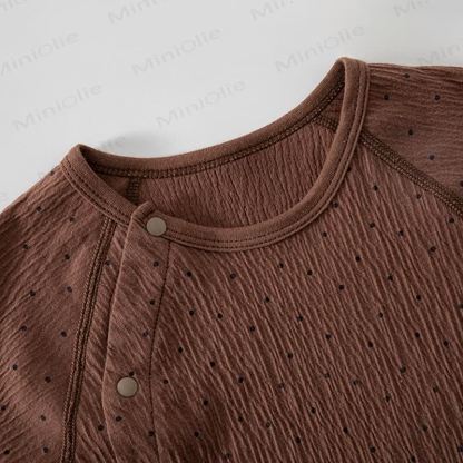 Baby Dot/Bear Front Placket Button Romper - image 6