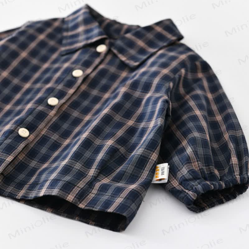 Baby Toddler Navy Plaid Shirt or Bear Patch Overalls - image 8