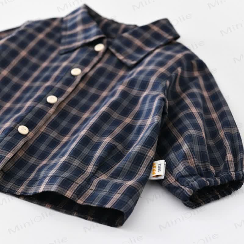 Baby Toddler Navy Plaid Shirt or Bear Patch Overalls - image 8