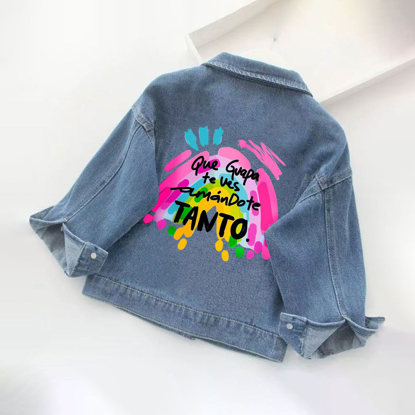 QUE GUAPA TE VES Toddler Kid Rainbow Denim Jacket - image 2