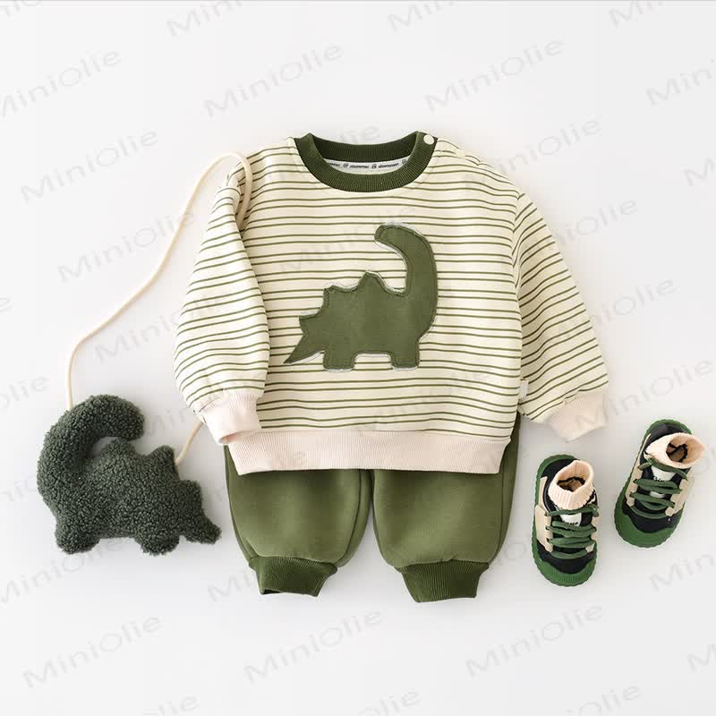 Baby Dinosaur Stripe Green Top & Pants - image 4