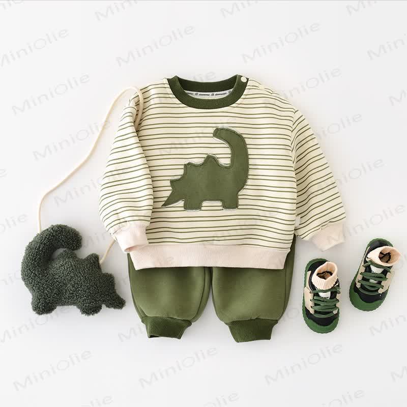 Baby Dinosaur Stripe Green Top & Pants - image 4