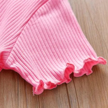 Toddler Baby Girl Ribbed Animal Embroidered Ruffle Trim T-Shirt - image 9
