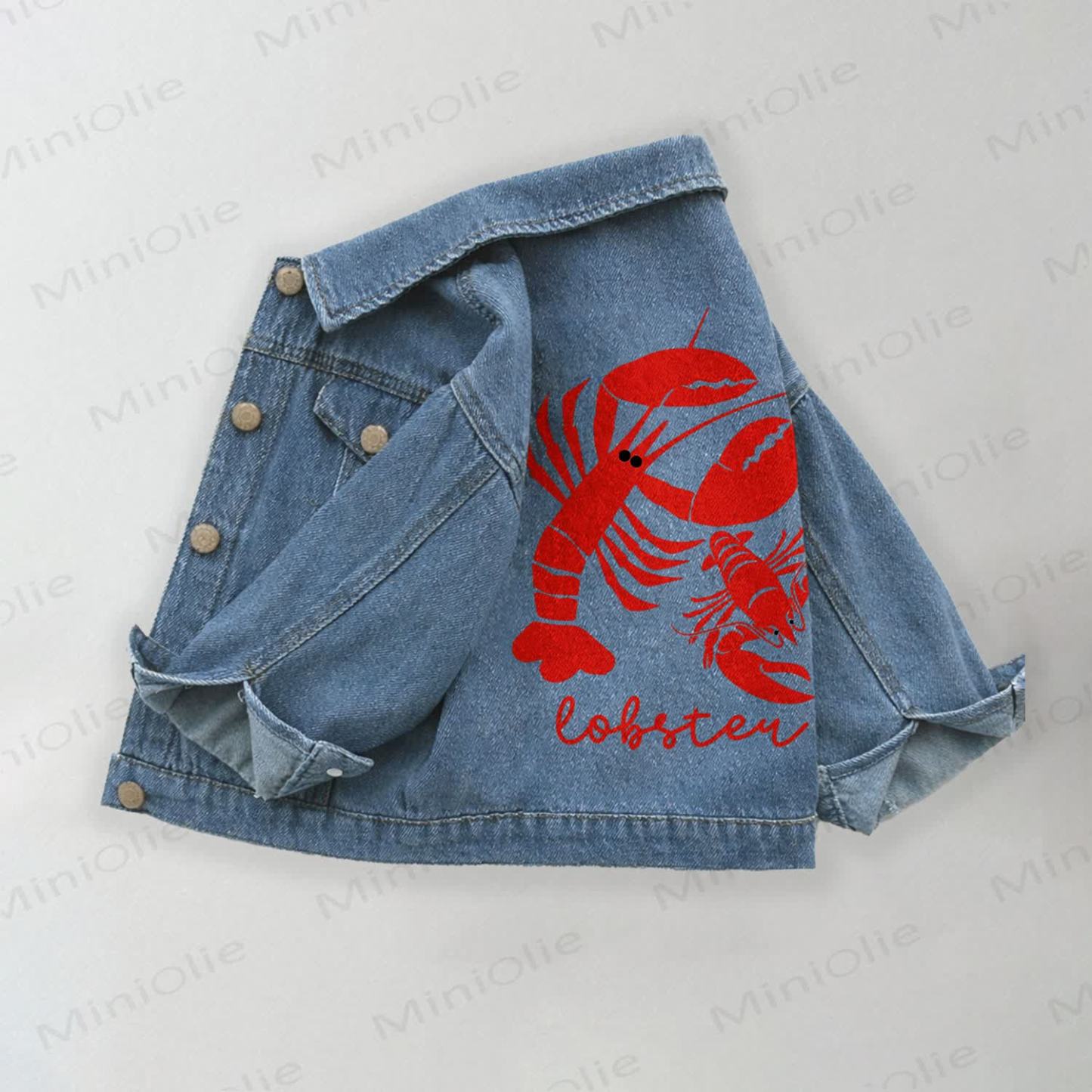 LOBSTER Toddler Kid Lobster Print Denim Jacket - Blue - 10-11T - image 1
