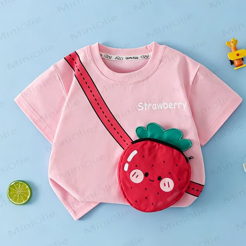 Toddler Smiley Fruit 3D Crossbody Bag T-Shirt - Pink - 8-9T - image 7