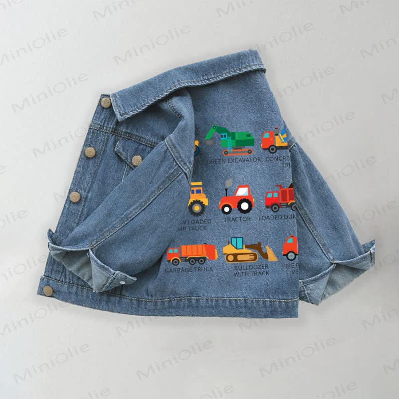 Toddler Kid Car Pattern Denim Jacket - Blue - 10-11T - image 1