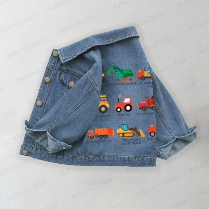 Toddler Kid Car Pattern Denim Jacket - Blue - 10-11T - image 1