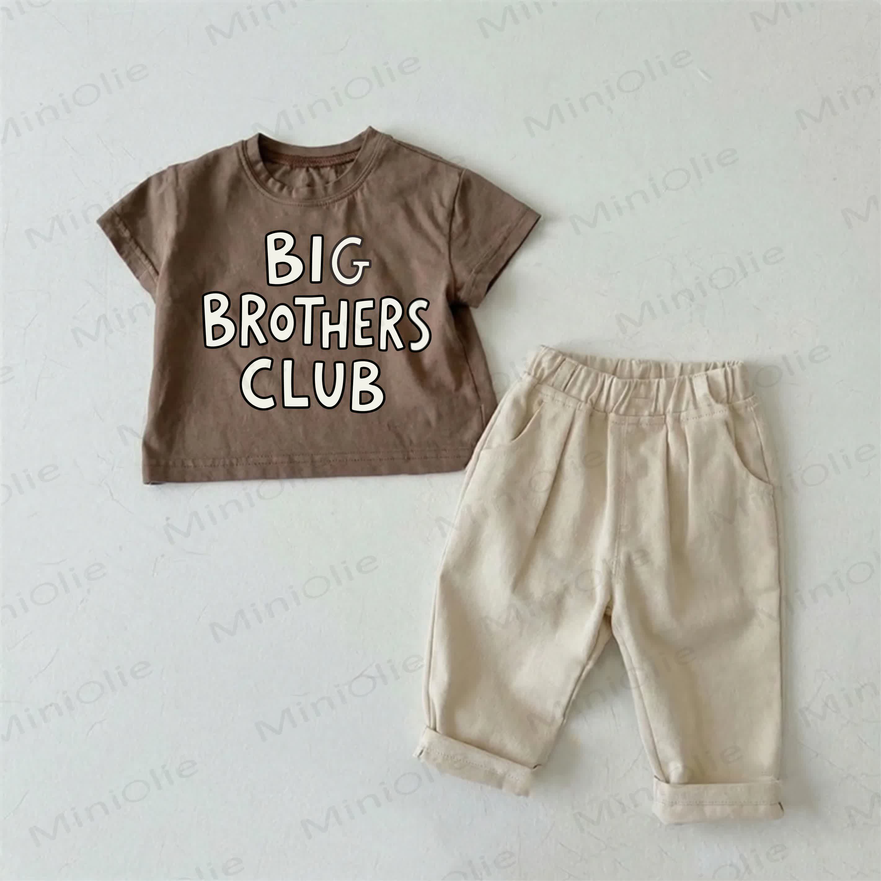 BIG BROTHERS CLUB Baby Brown T-shirt and Beige Pants 2-Piece Set - Brown - 2-3T - image 1