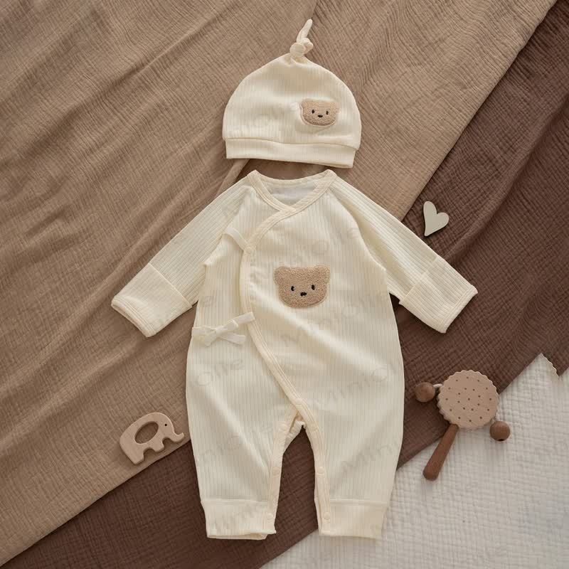 Baby Bear Patch Pajamas Romper - Beige - 6-12M - image 5
