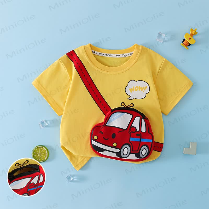 Toddler Cotton Vehicle Zip Pocket T-Shirt - Yellow - 10-11T - image 3