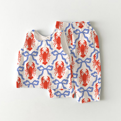 Toddler Lobster and Bowknot Sleeveless 2-piece Set - White - 3-4T - image 1