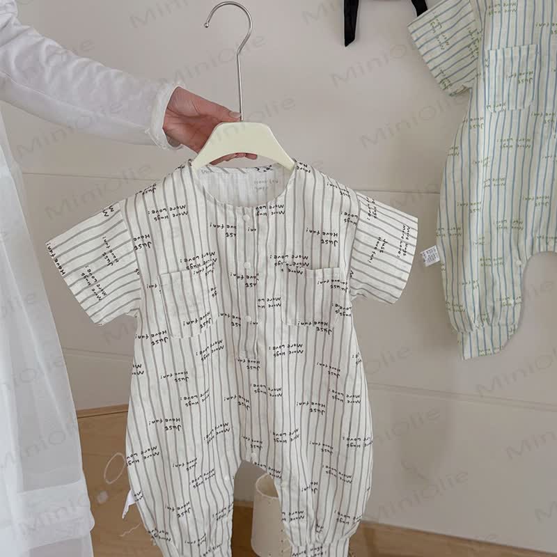 Toddler Animal/Dot/Stripe Print Snap Romper - Gray Stripe - 4-5T - image 5
