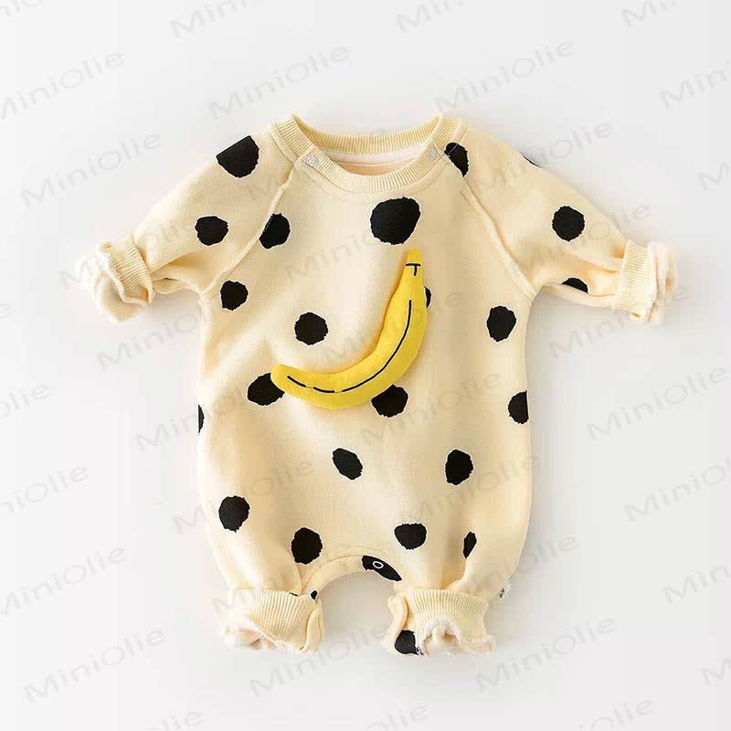 HAPPY SMILE Baby Banana Striped Romper (no inner fleece) - Banana - 18-24M - image 1