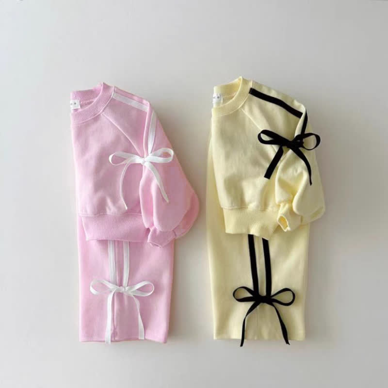 Baby Girl Bow Trim Sweatshirt and Pants 2-piece Set - image 5