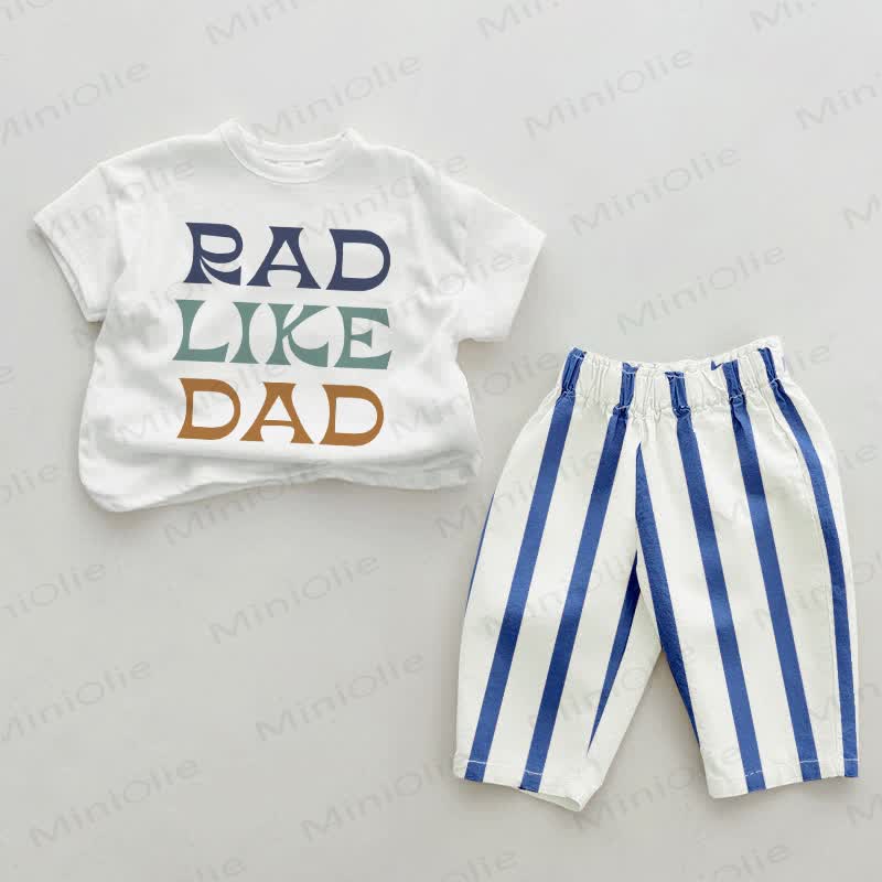 RAD LIKE DAD Baby Vertical Striped 2-piece Set - White&Blue - 2-3T - image 1