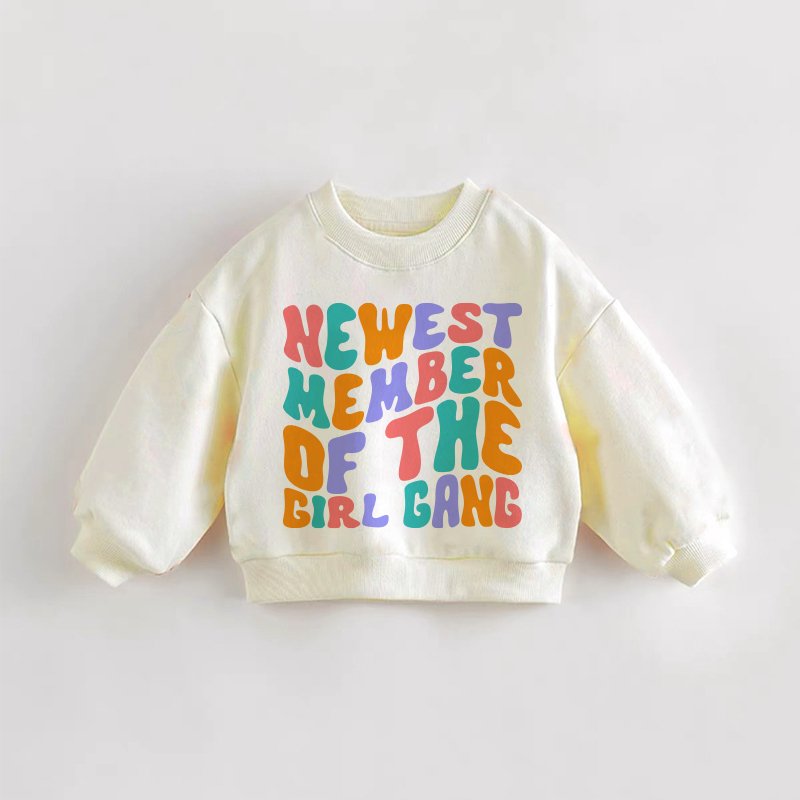 NEWEST MEMBER OF THE GIRL GANG Baby Toddler Cream Sweatshirt - Cream - 3-5T - image 1