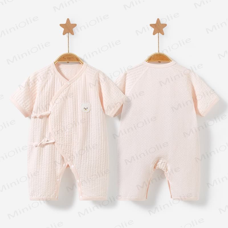 Baby Bear Pattern Solid Color Romper - Pink - 9-12M - image 4