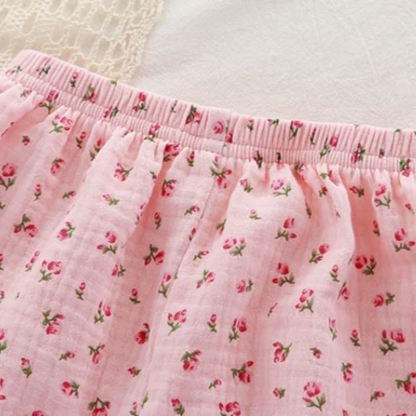 Toddler Girl Floral Print Tee and Shorts Pajamas 2-piece Set - image 9