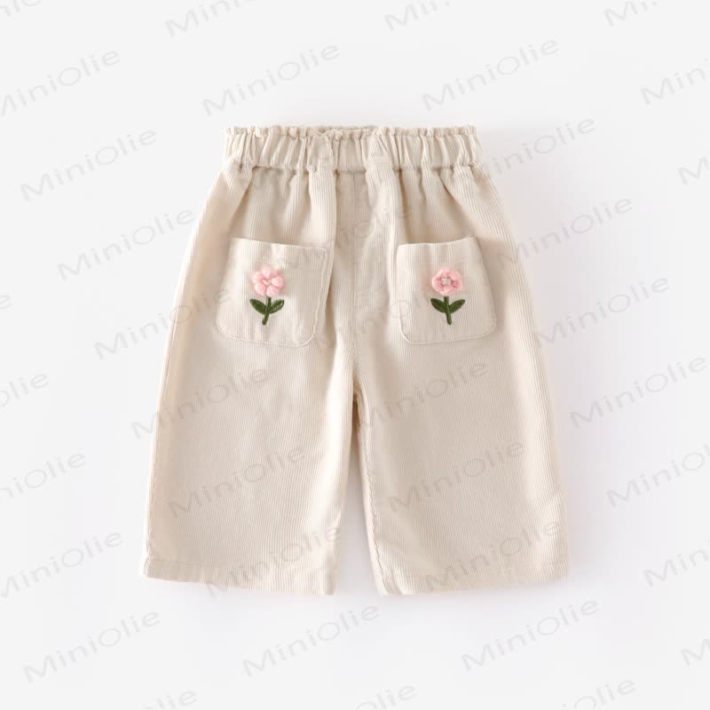 Baby Toddler Flower Corduroy Pants - Beige - 5-7T - image 10