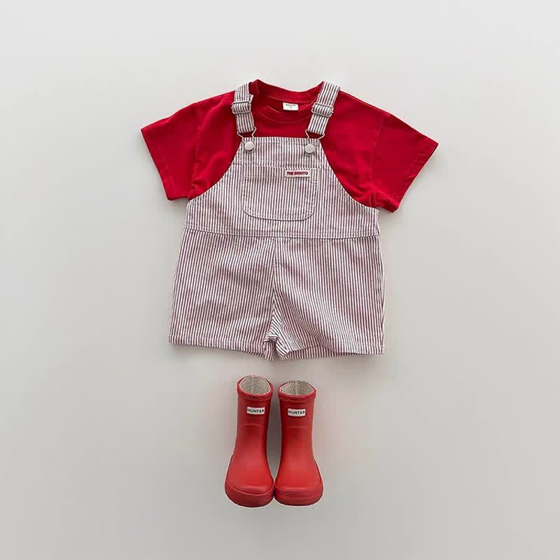 Baby Toddler Striped Overalls - Red - 4-5T - image 2
