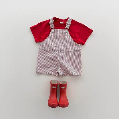 Baby Toddler Striped Overalls - Red - 4-5T - image 2