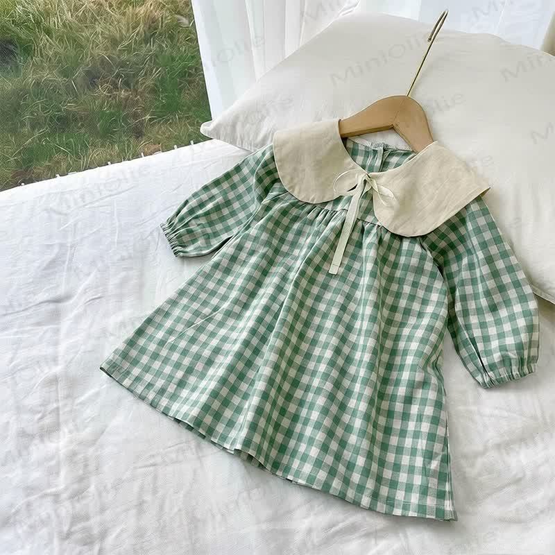 Toddler Baby Girl Gingham Peter Pan Collar Dress - Green - 5-6.5T - image 3