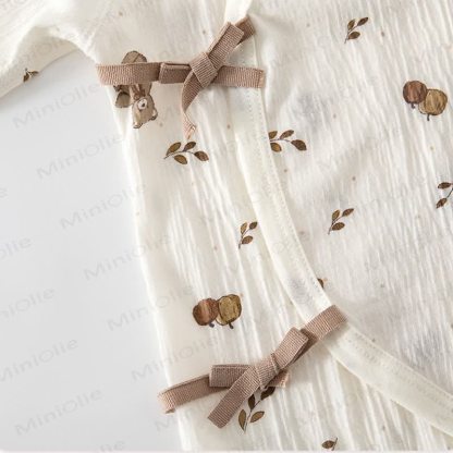 Baby Bowknot Dot/Bear Front Placket Button Romper - image 6