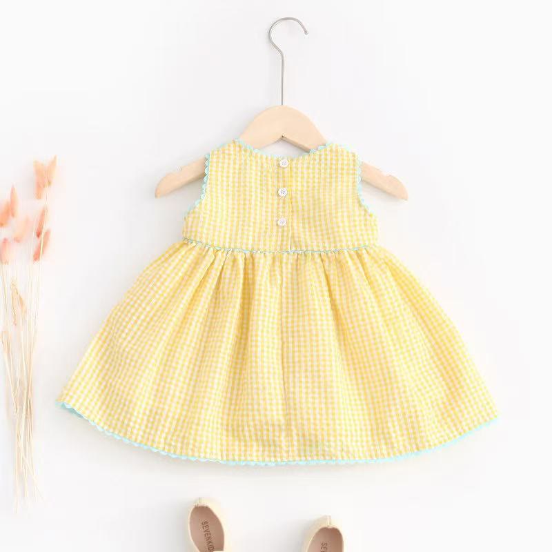 Toddler Girl Pink or Yellow Gingham Cotton A-Line Dress - image 2
