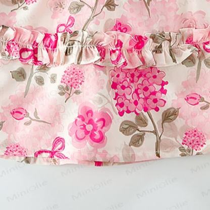 Toddler Girls Cotton Pink Floral Puff Sleeves Dress - image 6