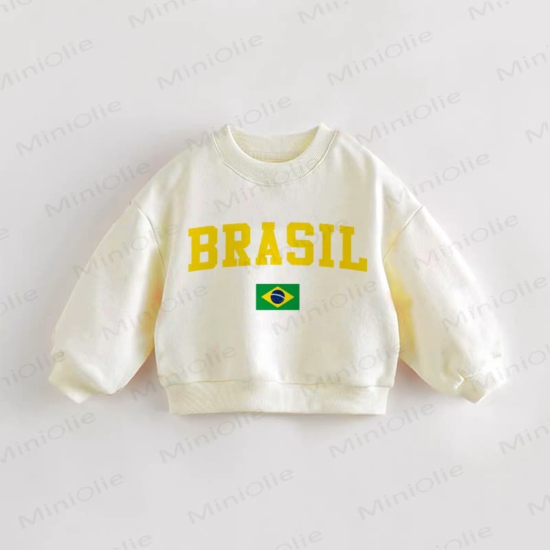 BRASIL Baby Toddle Brazilian Flag Sweatshirt - Cream - 3-5T - image 1