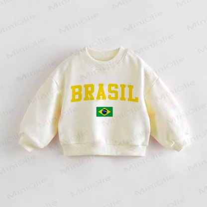 BRASIL Baby Toddle Brazilian Flag Sweatshirt - Cream - 3-5T - image 1