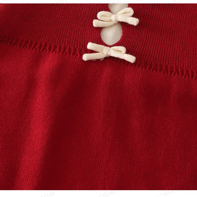 Toddler Girl Bow Knit Christmas Dress - image 5