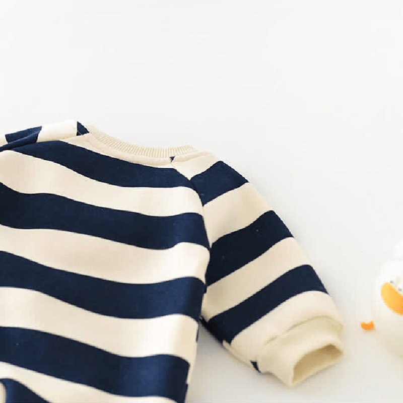 Baby Striped Bear Fleece Lined Romper - image 6