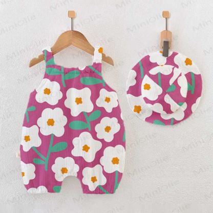 Baby Daisy Print Pink Jumpsuit with Hat - Pink - 18-24M - image 1