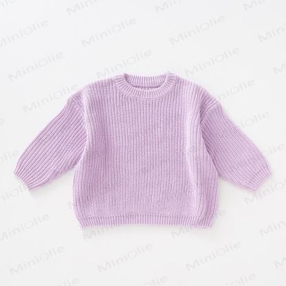 Baby Knitted Solid Color Simple Sweater - Purple - 4-5T - image 12