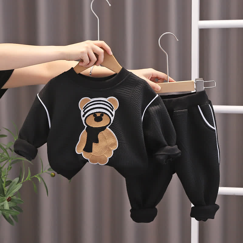 Baby Boy 2-Piece Simple Bear Sweatsuit Set - Black - 3-5T - image 13