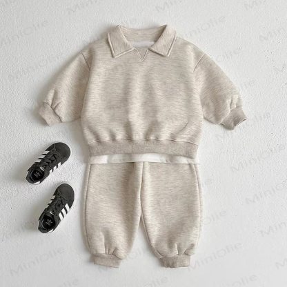 Baby Toddler Solid Color 2-piece Set - Beige Grey - 5-7T - image 4