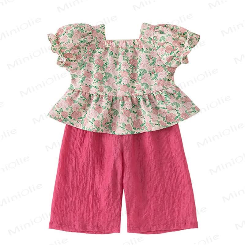 Toddler Puff Sleeve Top and  Wide-Leg Pants Set - image 9