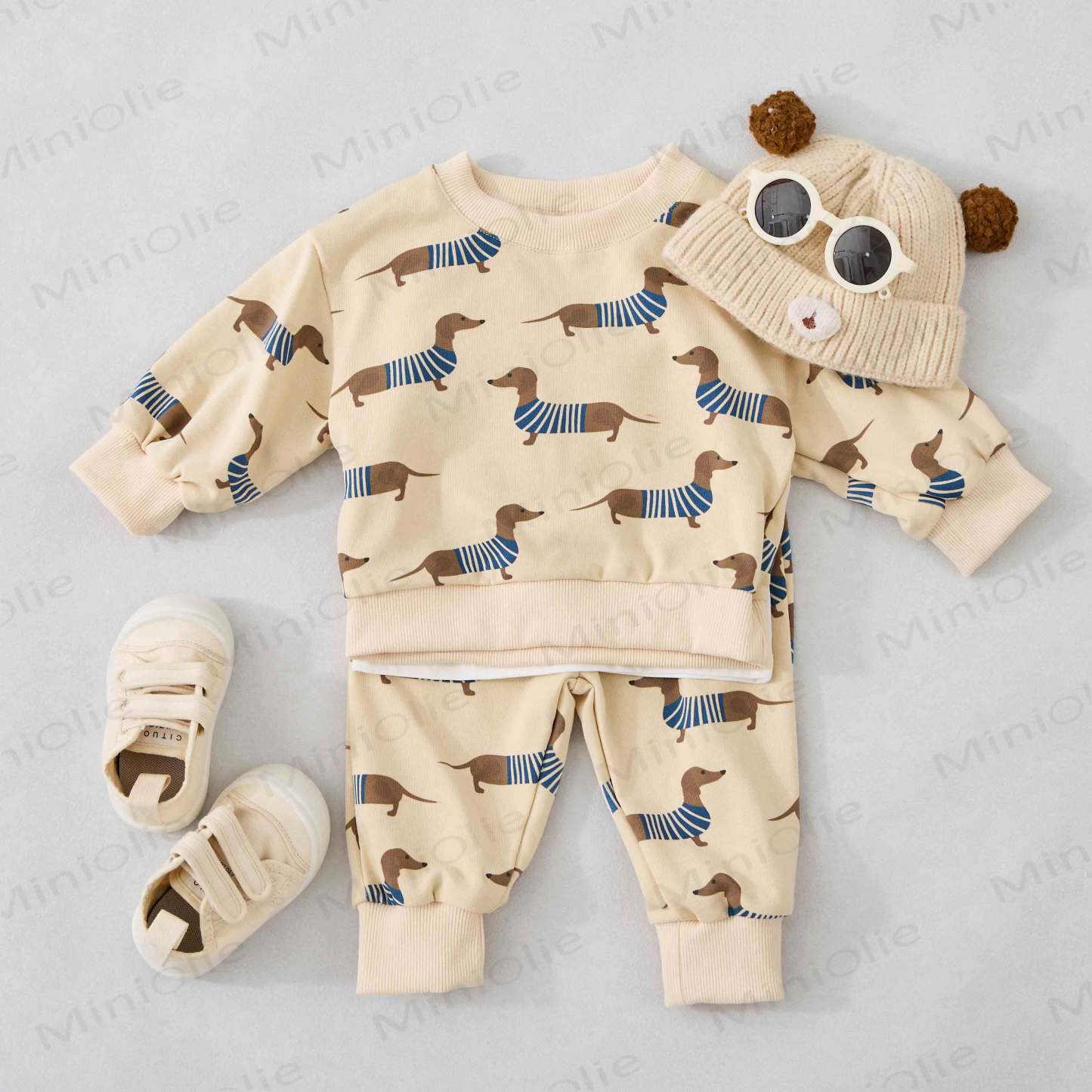 Baby Dachshund 2-piece Beige Set - image 5