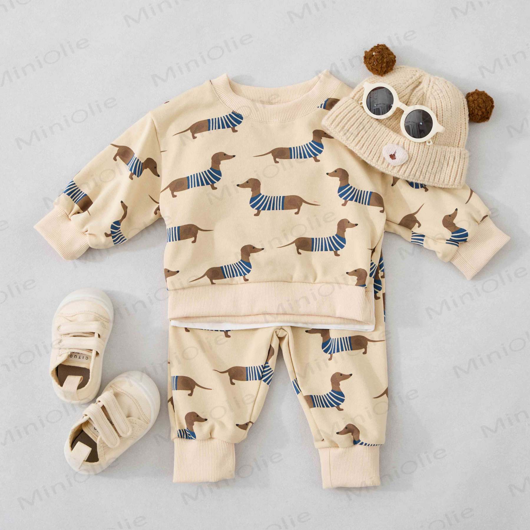 Baby Dachshund 2-piece Beige Set - image 5