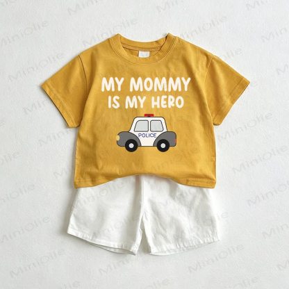 MY MOMMY IS MY HERO Baby Tee and Shorts 2-Piece Set - Yellow&White - 3-5T - image 1