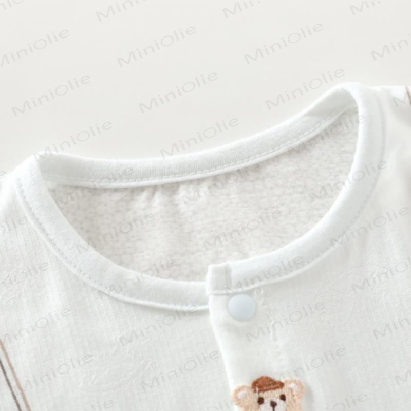 Baby White/Blue Bear Soft Romper - image 4