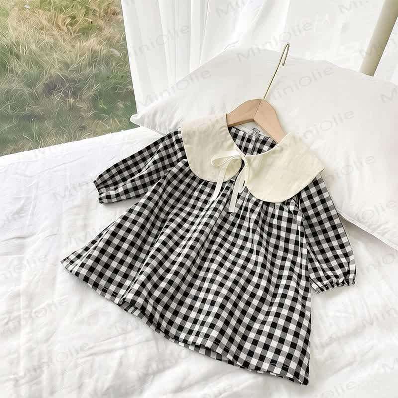 Toddler Baby Girl Gingham Peter Pan Collar Dress - Black - 5-6.5T - image 4