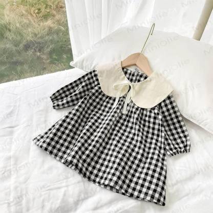 Toddler Baby Girl Gingham Peter Pan Collar Dress - Black - 5-6.5T - image 4