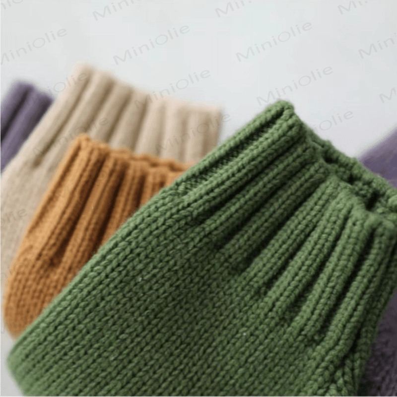 Kid Solid Color Crew Neck Knitted Sweater - image 7