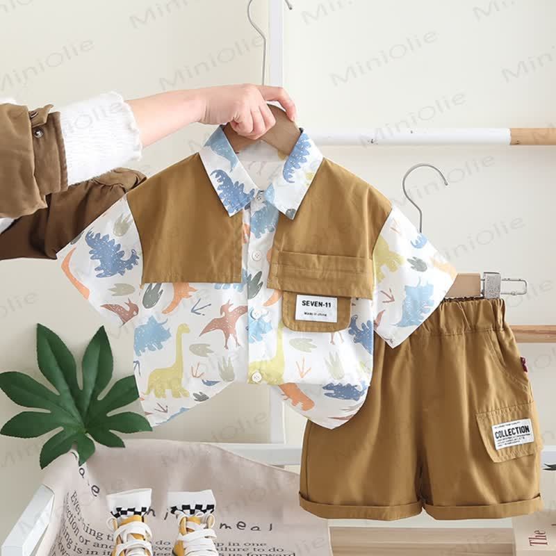 Toddler Boys Denim Shirt and Shorts 2-Piece Set - Green - 4-5T - image 3
