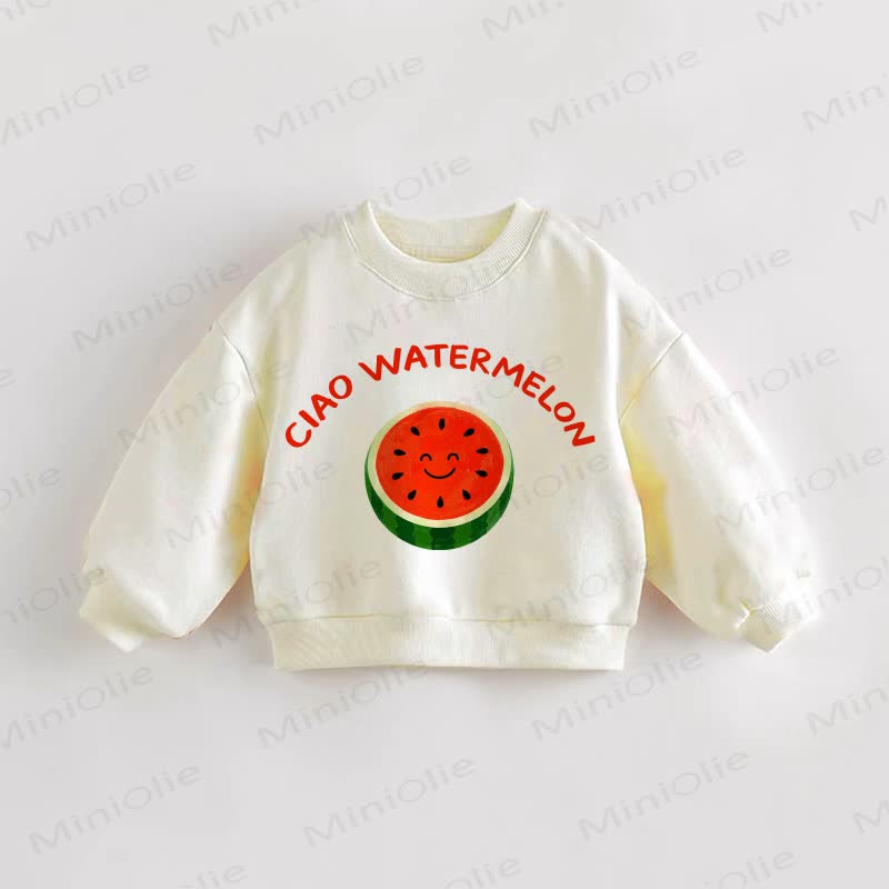 CIAO WATERMELON Baby Toddler Smiling Watermelon Sweatshirt - Cream - 3-5T - image 1